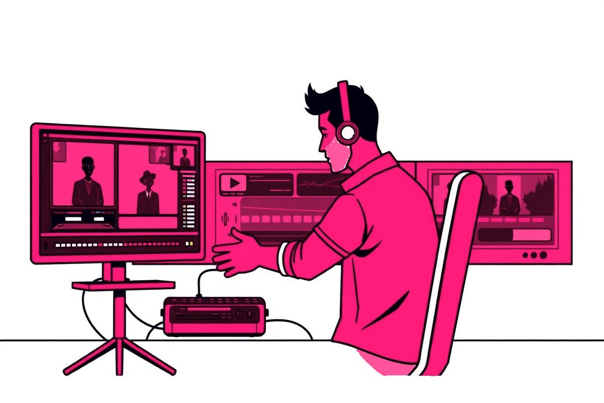 Editor reviewing a written brief beside a video timeline