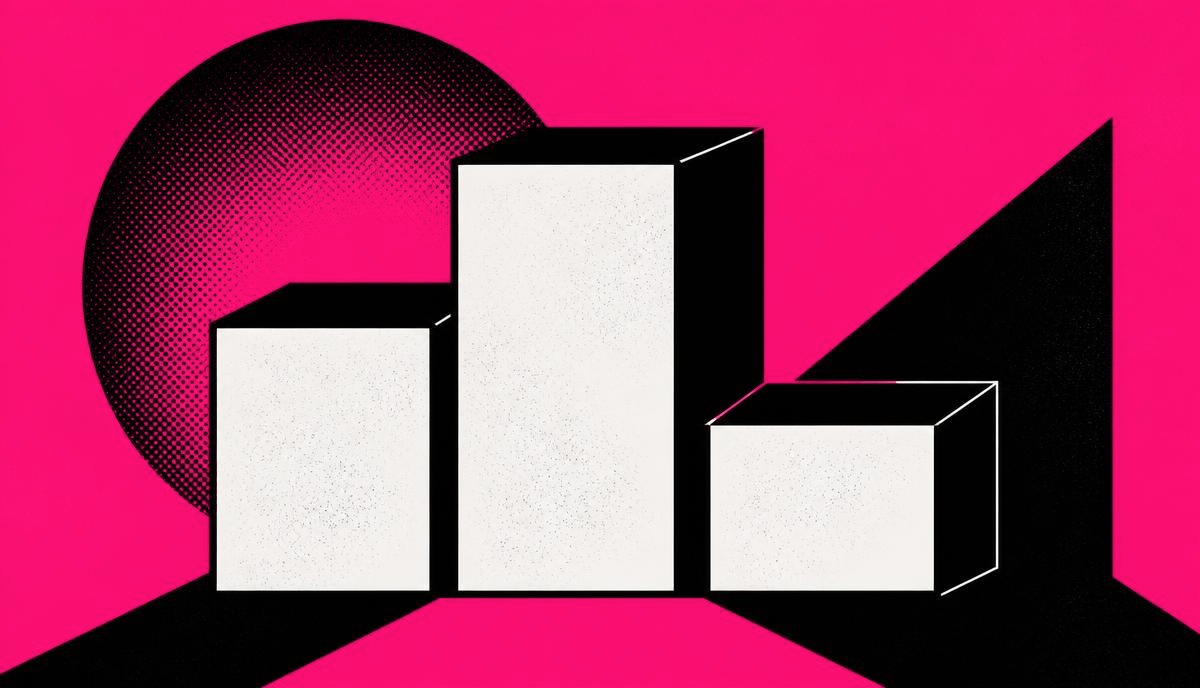 Neo-brutalist ranking podium graphic representing the best US social media management agencies