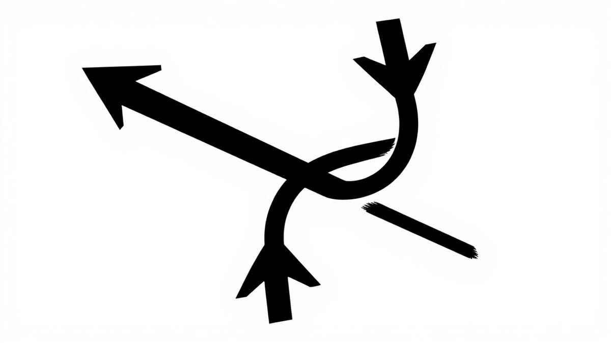 Neo-brutalist graphic of looping arrows representing a production workflow in black on white